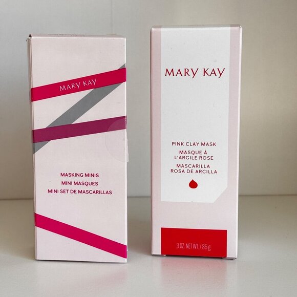 Mary Kay Pink Clay Mask Full Size & Masking Minis Set Lot New - Picture 2 of 5